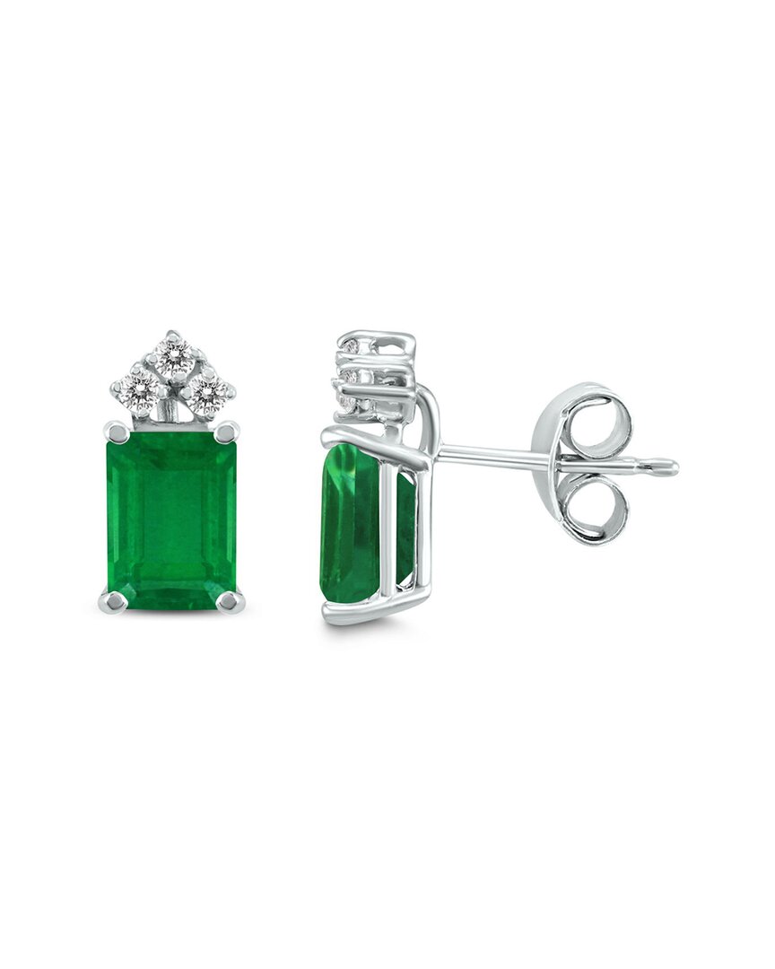 Gemstones 14k 0.90 Ct. Tw. Diamond & Emerald Earrings