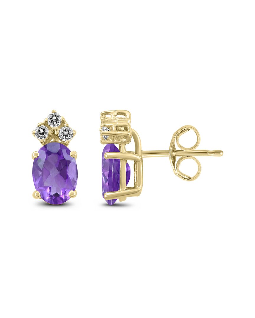 Gemstones 14k 1.60 Ct. Tw. Diamond & Amethyst Earrings