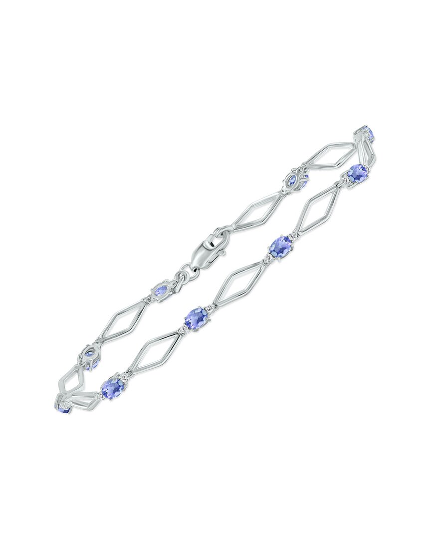 Gemstones Silver 1.60 Ct. Tw. Diamond & Tanzanite Bracelet