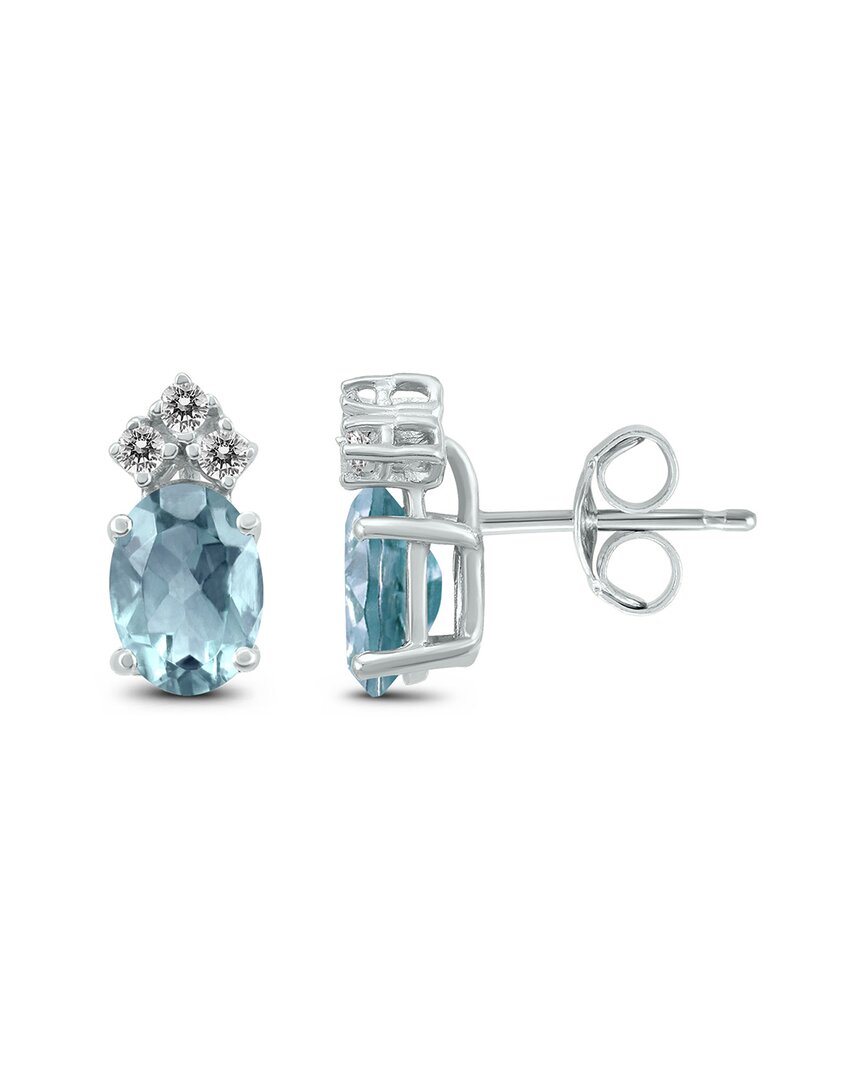 Gemstones 14k 0.60 Ct. Tw. Diamond & Aquamarine Earrings