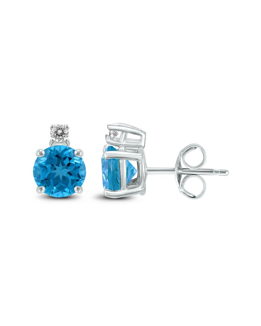 Gemstones 14k 2.30 Ct. Tw. Diamond & Blue Topaz Earrings