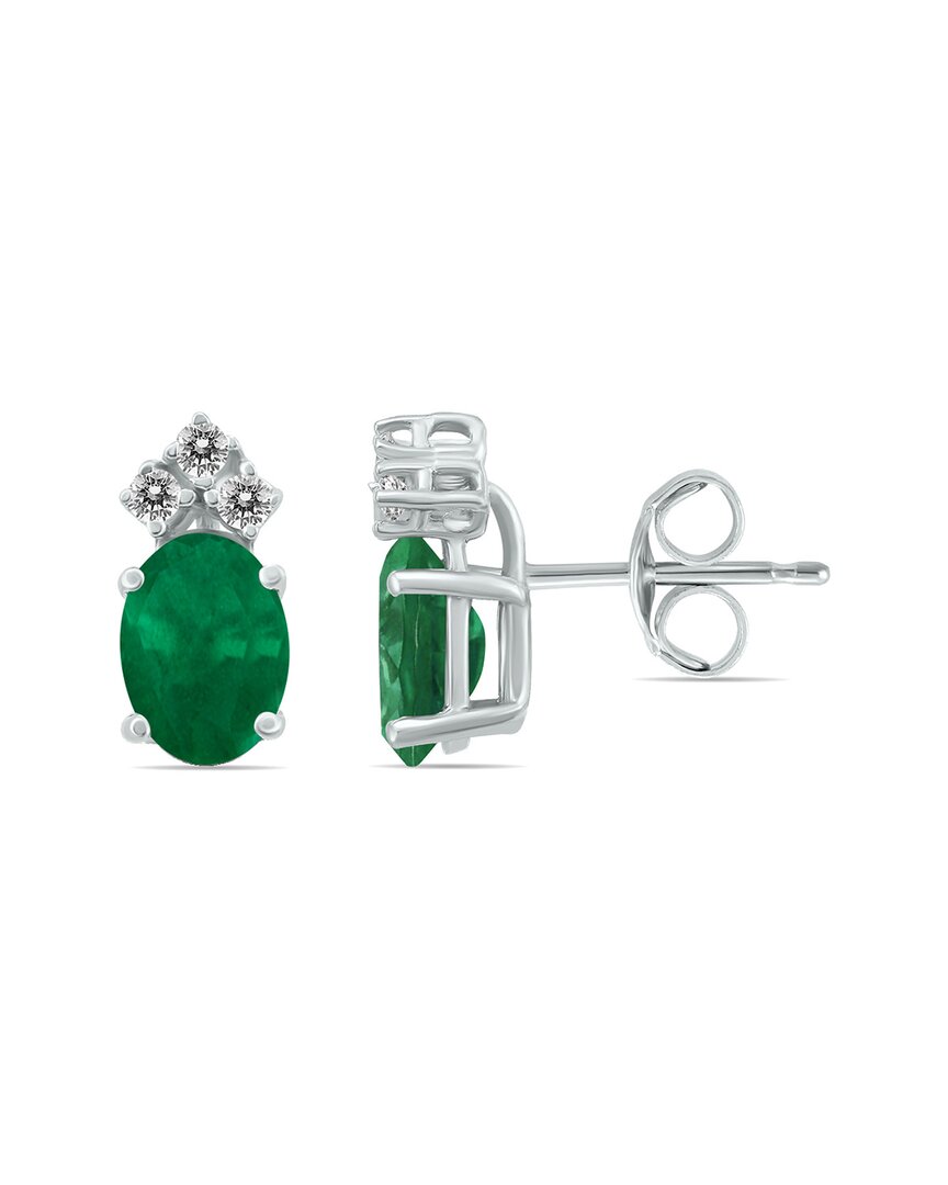 Gemstones 14k 1.00 Ct. Tw. Diamond & Emerald Earrings