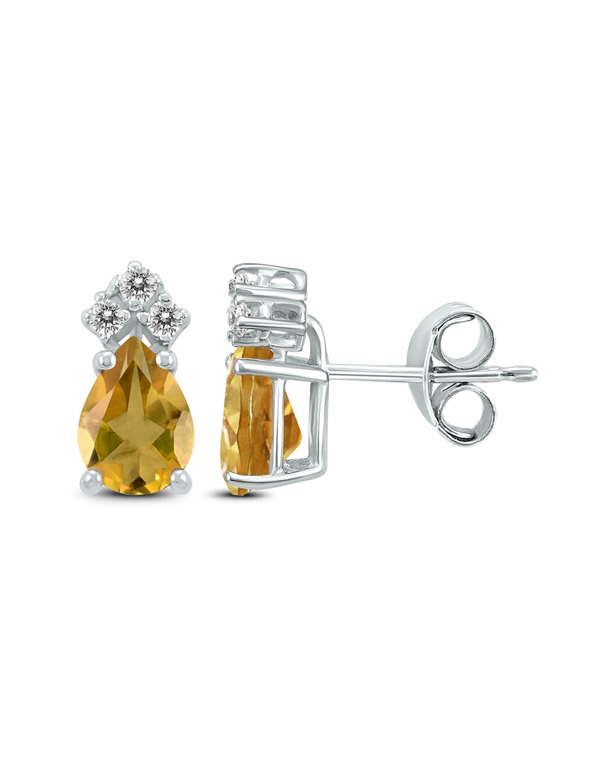 Gemstones 14k 1.60 Ct. Tw. Diamond & Citrine Earrings