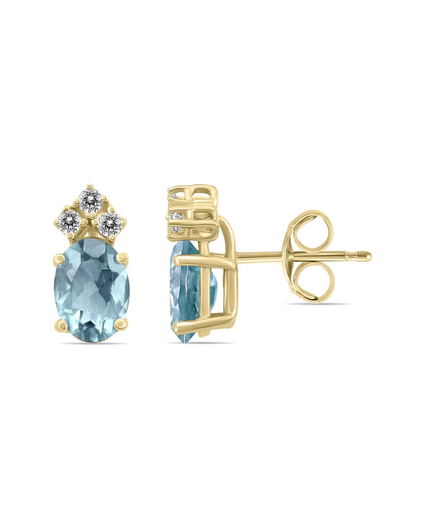 Gemstones 14k 1.00 Ct. Tw. Diamond & Aquamarine Earrings