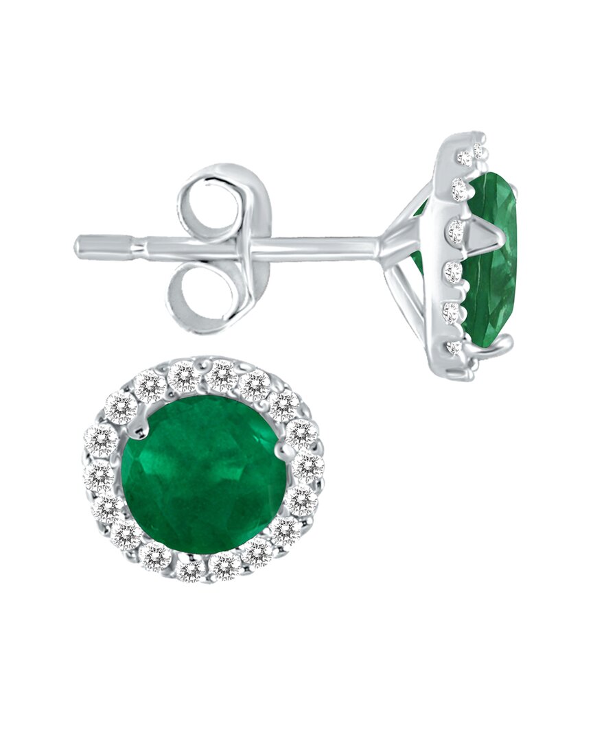 Gemstones 14k 1.17 Ct. Tw. Diamond & Emerald Earrings