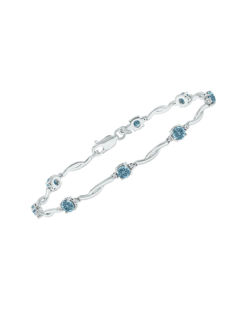Gemstones Silver 1.52 Ct. Tw. Diamond & Aquamarine Bracelet