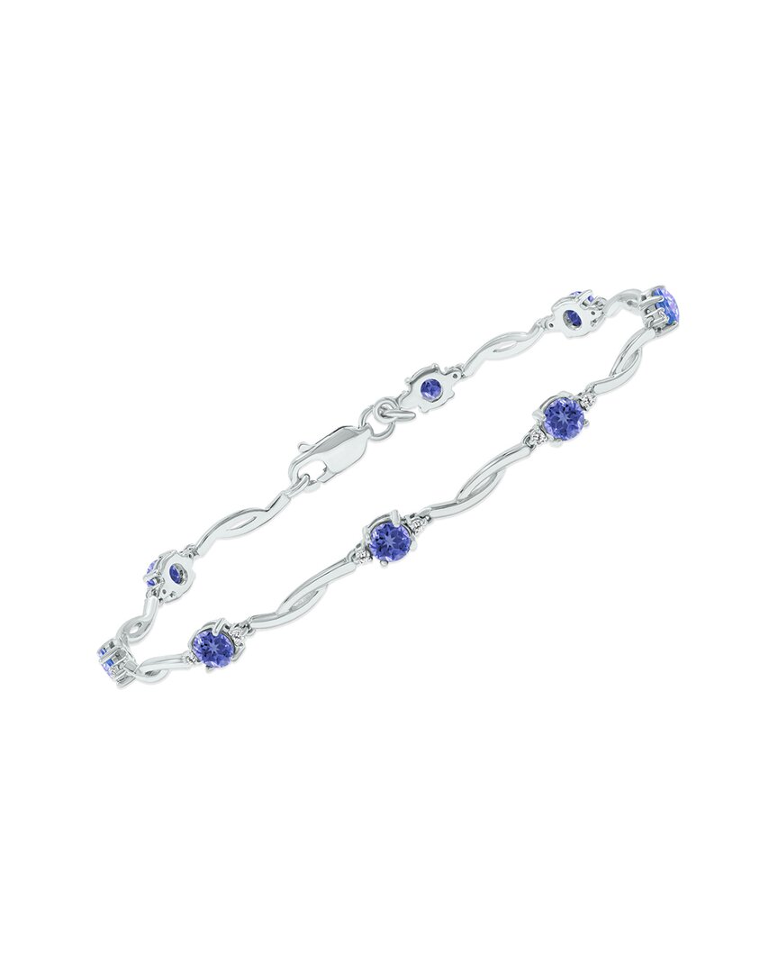 Gemstones Silver 1.52 Ct. Tw. Diamond & Tanzanite Bracelet