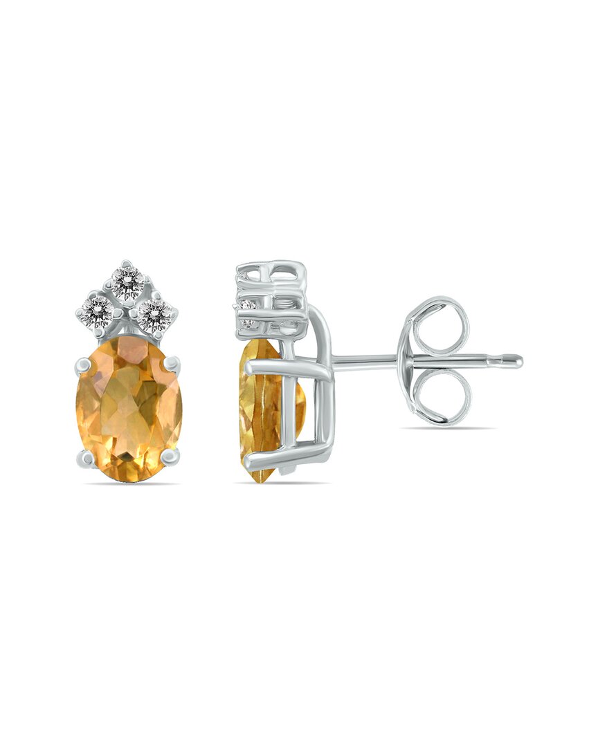 Gemstones 14k 1.10 Ct. Tw. Diamond & Citrine Earrings