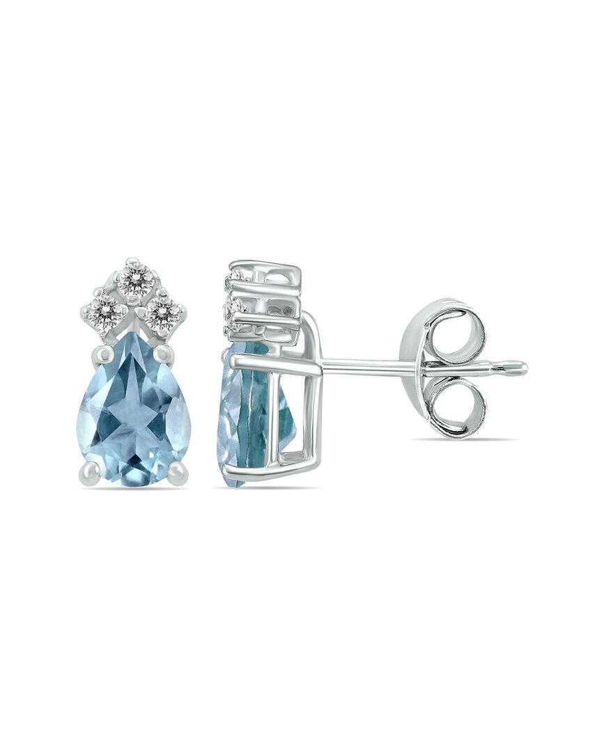 Gemstones 14k 0.50 Ct. Tw. Diamond & Aquamarine Earrings