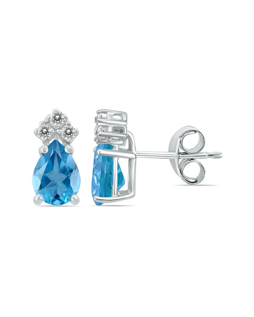 Gemstones 14k 1.10 Ct. Tw. Diamond & Blue Topaz Earrings