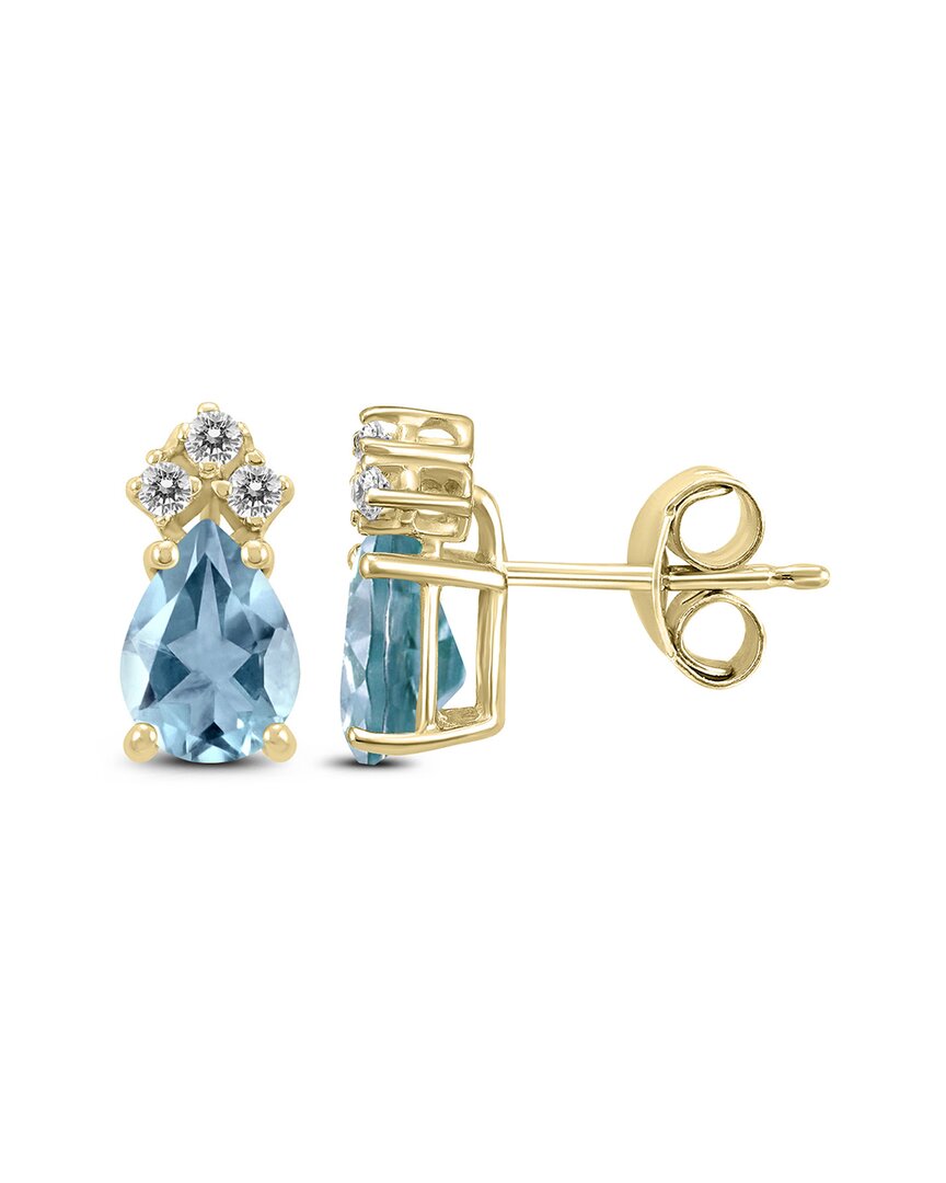 Gemstones 14k 0.54 Ct. Tw. Diamond & Aquamarine Earrings In Blue