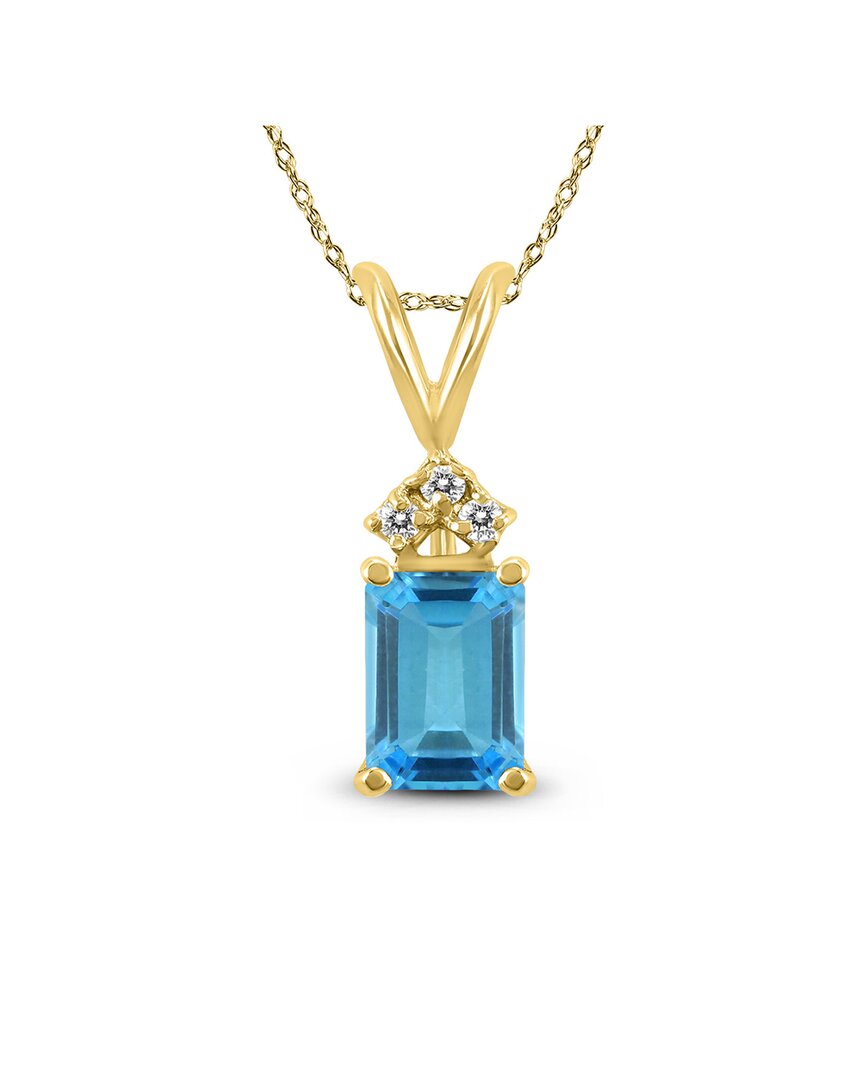 Gemstones 14k 1.23 Ct. Tw. Diamond & Blue Topaz Necklace