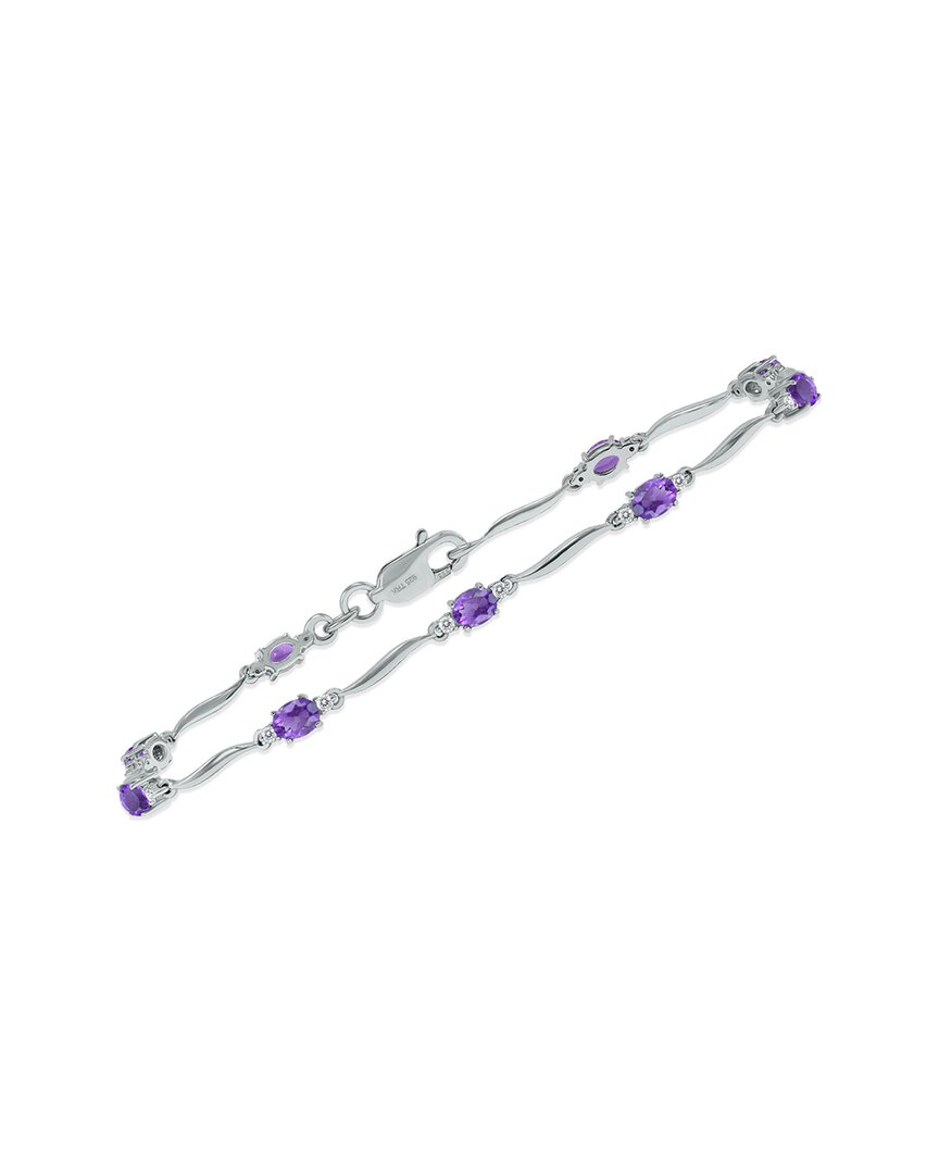 Gemstones Silver 1.59 Ct. Tw. Diamond & Amethyst Bracelet