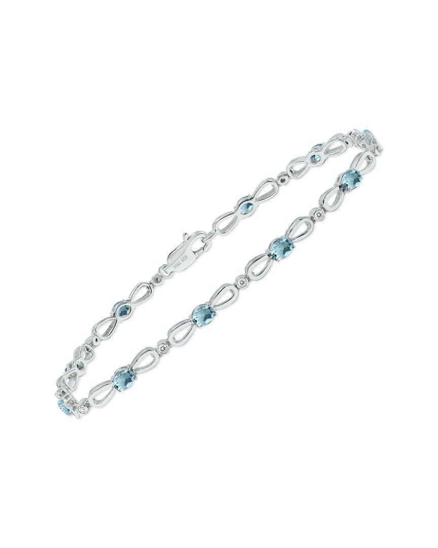 Gemstones Silver 1.61 Ct. Tw. Diamond & Aquamarine Bracelet
