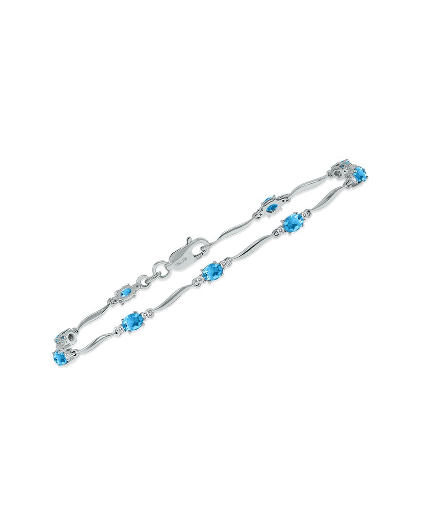 Gemstones Silver 1.59 Ct. Tw. Diamond & Blue Topaz Bracelet