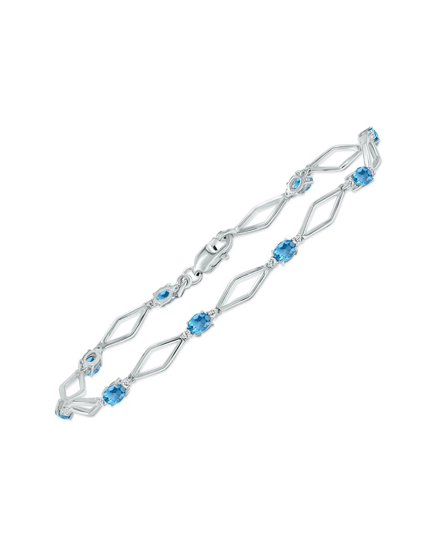 Gemstones Silver 1.60 Ct. Tw. Diamond & Blue Topaz Bracelet