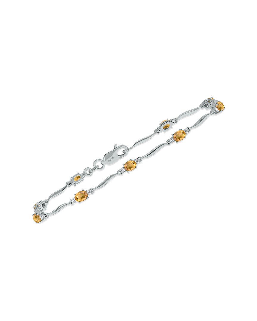 Gemstones Silver 1.59 Ct. Tw. Diamond & Citrine Bracelet