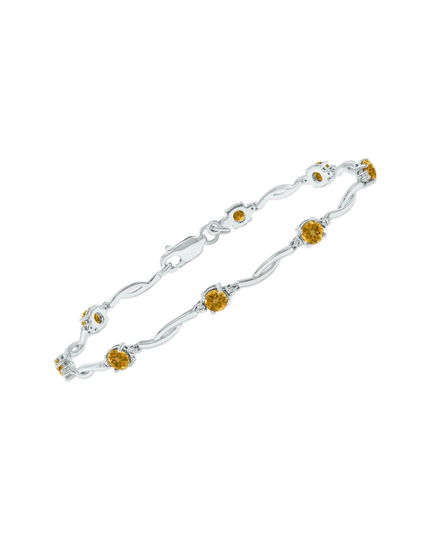 Gemstones Silver 1.52 Ct. Tw. Diamond & Citrine Bracelet
