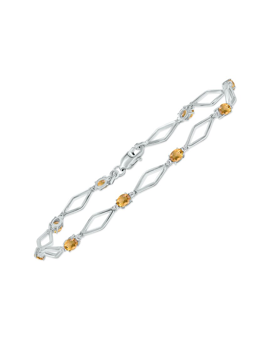 Gemstones Silver 1.60 Ct. Tw. Diamond & Citrine Bracelet