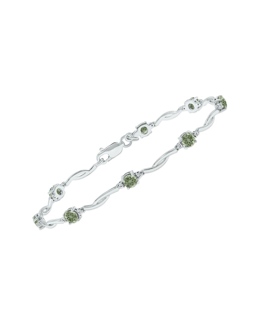 Gemstones Silver 1.52 Ct. Tw. Diamond & Green Amethyst Bracelet