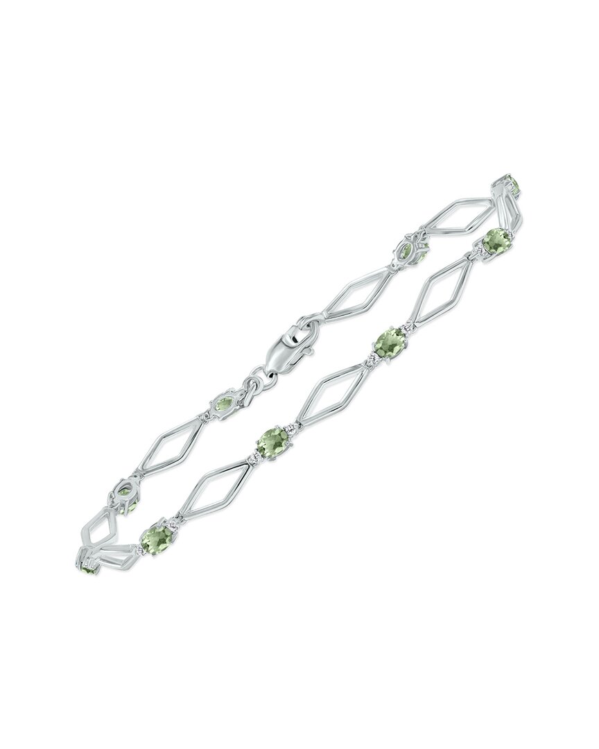 Gemstones Silver 1.60 Ct. Tw. Diamond & Green Amethyst Bracelet