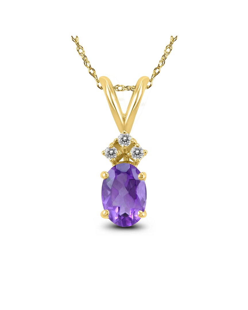 Gemstones 14k 0.06 Ct. Tw. Diamond & Amethyst Necklace