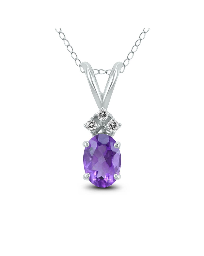 Shop Gemstones 14k 0.06 Ct. Tw. Diamond & Amethyst Necklace