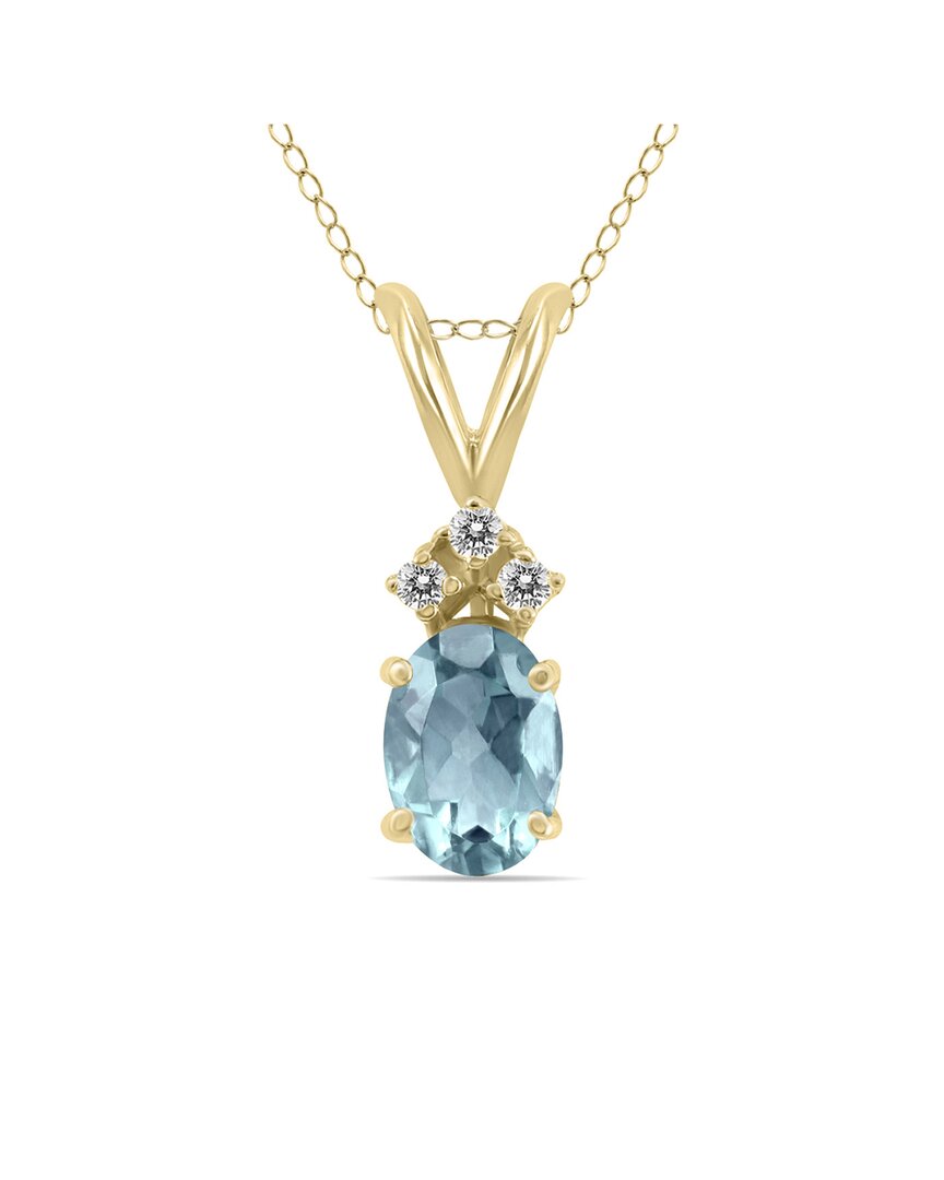 Gemstones 14k 0.51 Ct. Tw. Diamond & Aquamarine Necklace