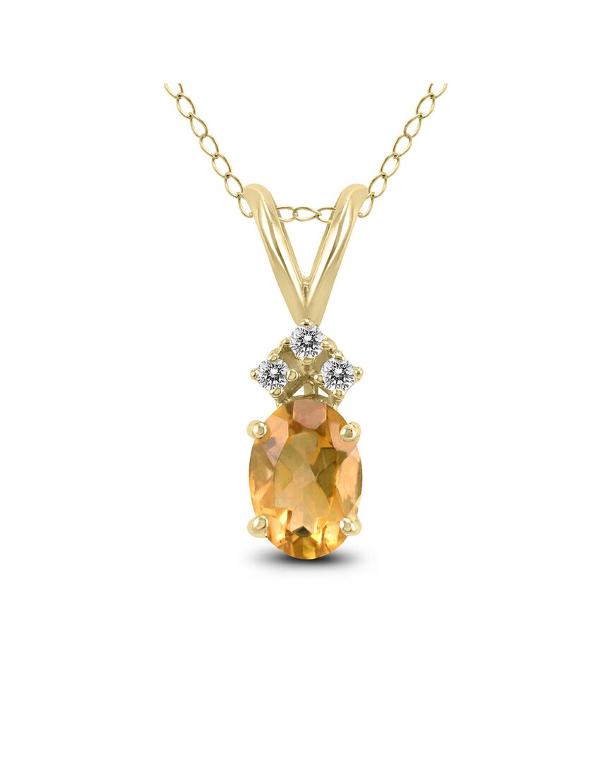 Gemstones 14k 0.91 Ct. Tw. Diamond & Citrine Necklace