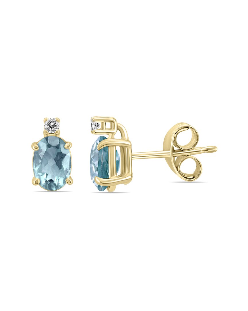 Gemstones 14k 0.94 Ct. Tw. Diamond & Aquamarine Earrings