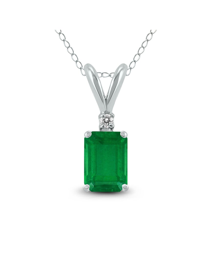 Gemstones 14k 0.62 Ct. Tw. Diamond & Emerald Necklace