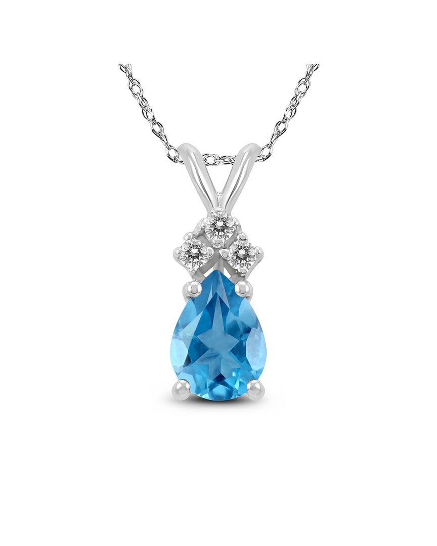 Gemstones 14k 0.86 Ct. Tw. Diamond & Blue Topaz Necklace