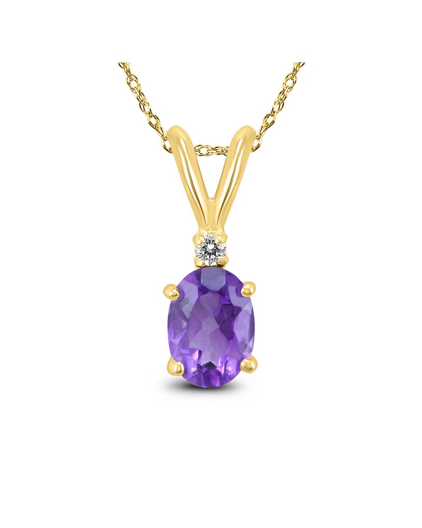 Gemstones 14k 0.88 Ct. Tw. Diamond & Amethyst Necklace In Gold