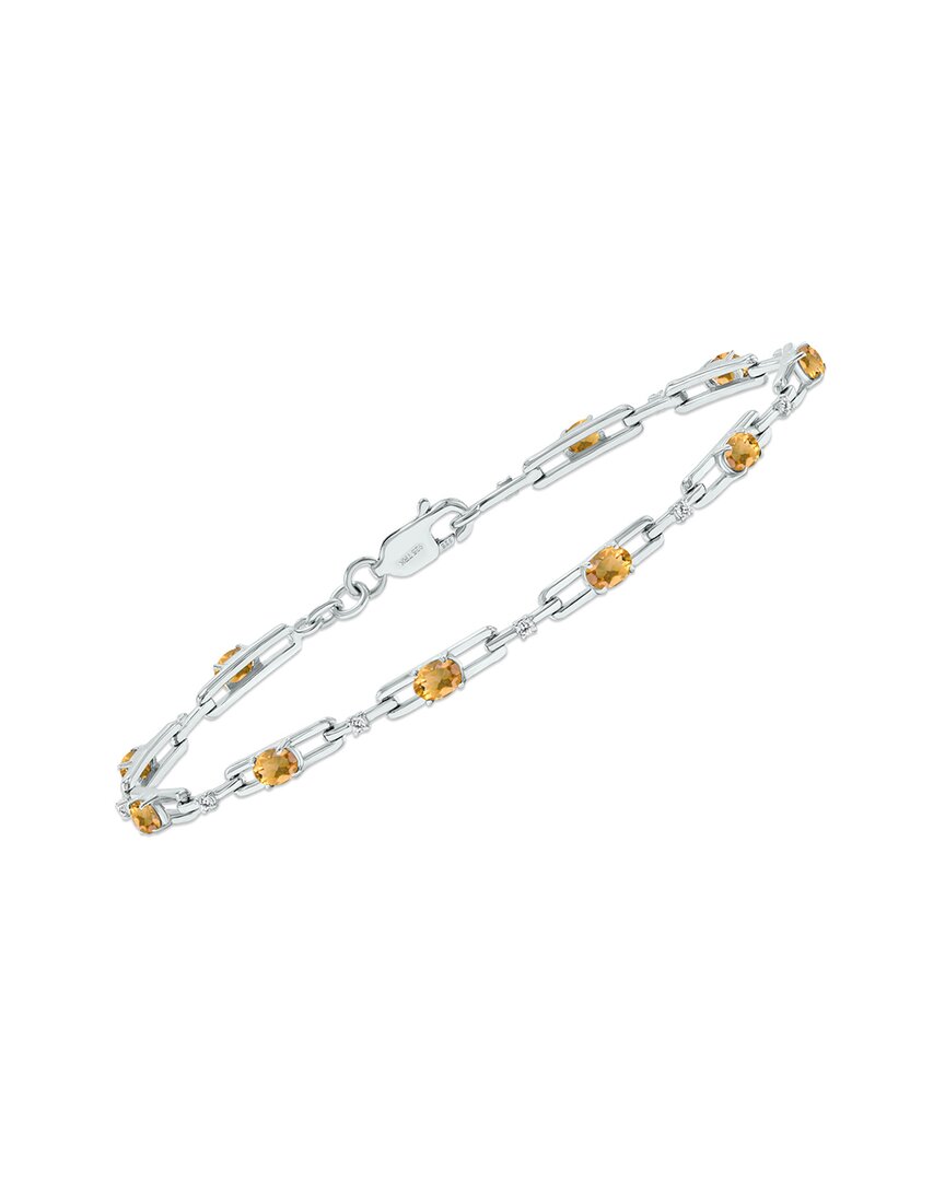 Gemstones Silver 1.61 Ct. Tw. Diamond & Citrine Bracelet