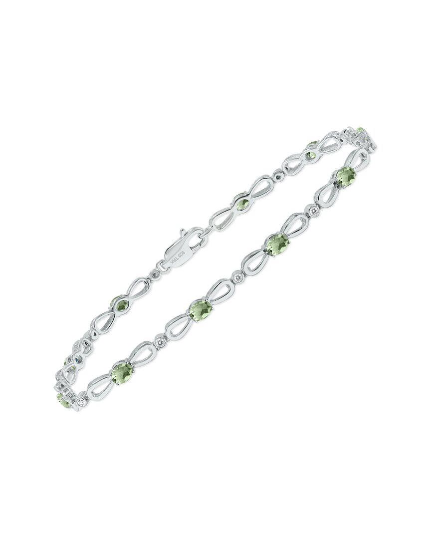 Gemstones Silver 1.61 Ct. Tw. Diamond & Green Amethyst Bracelet