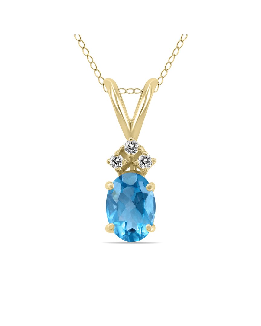 Gemstones 14k 0.66 Ct. Tw. Diamond & Blue Topaz Necklace