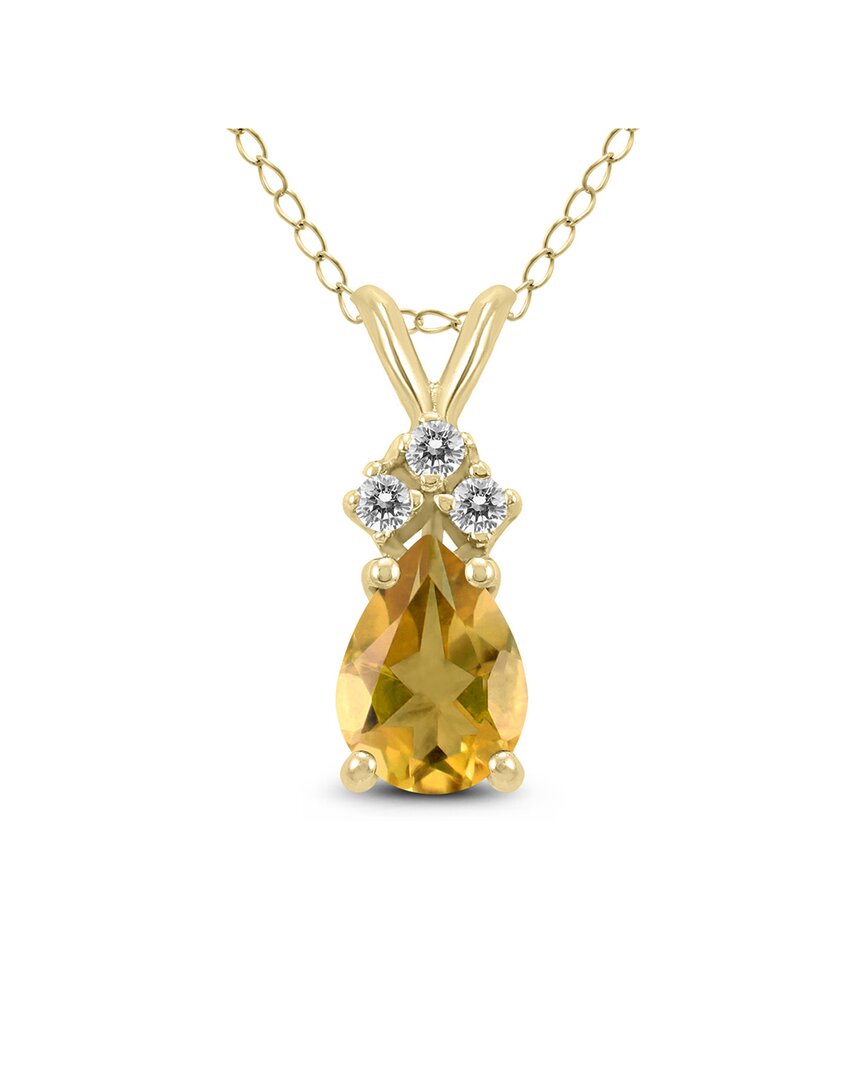Gemstones 14k 0.48 Ct. Tw. Diamond & Citrine Necklace