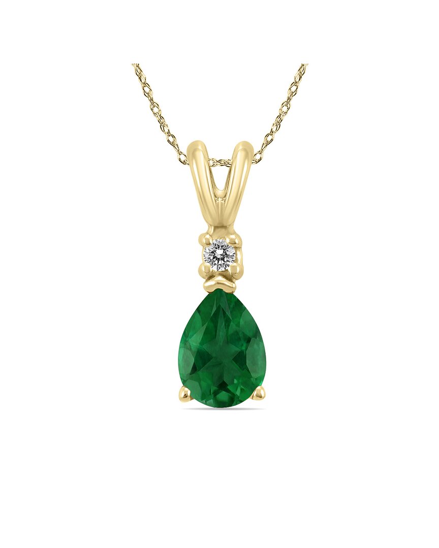 Gemstones 14k 0.42 Ct. Tw. Diamond & Emerald Necklace