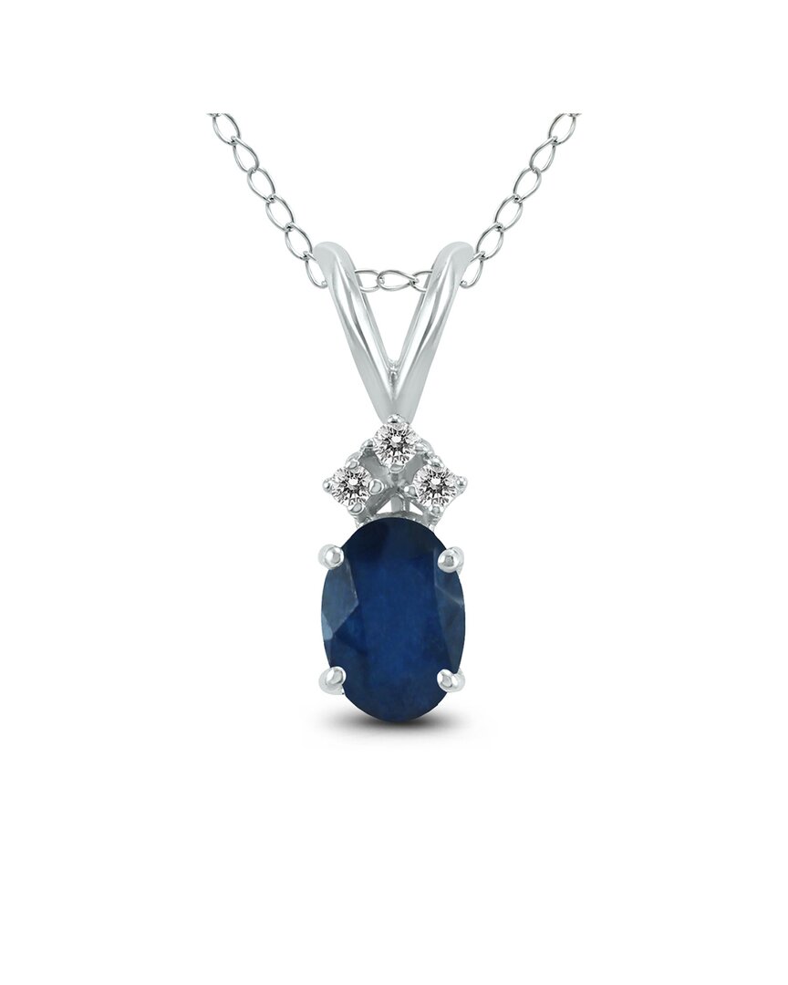 Gemstones 14k 0.33 Ct. Tw. Diamond & Sapphire Necklace