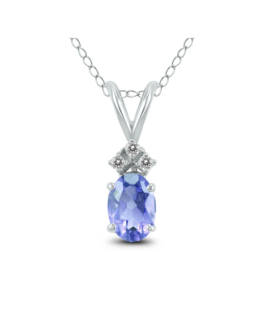Gemstones 14k 0.25 Ct. Tw. Diamond & Tanzanite Necklace