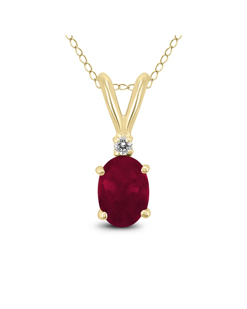 GEMSTONES 14K 0.62 CT. TW. DIAMOND & RUBY NECKLACE