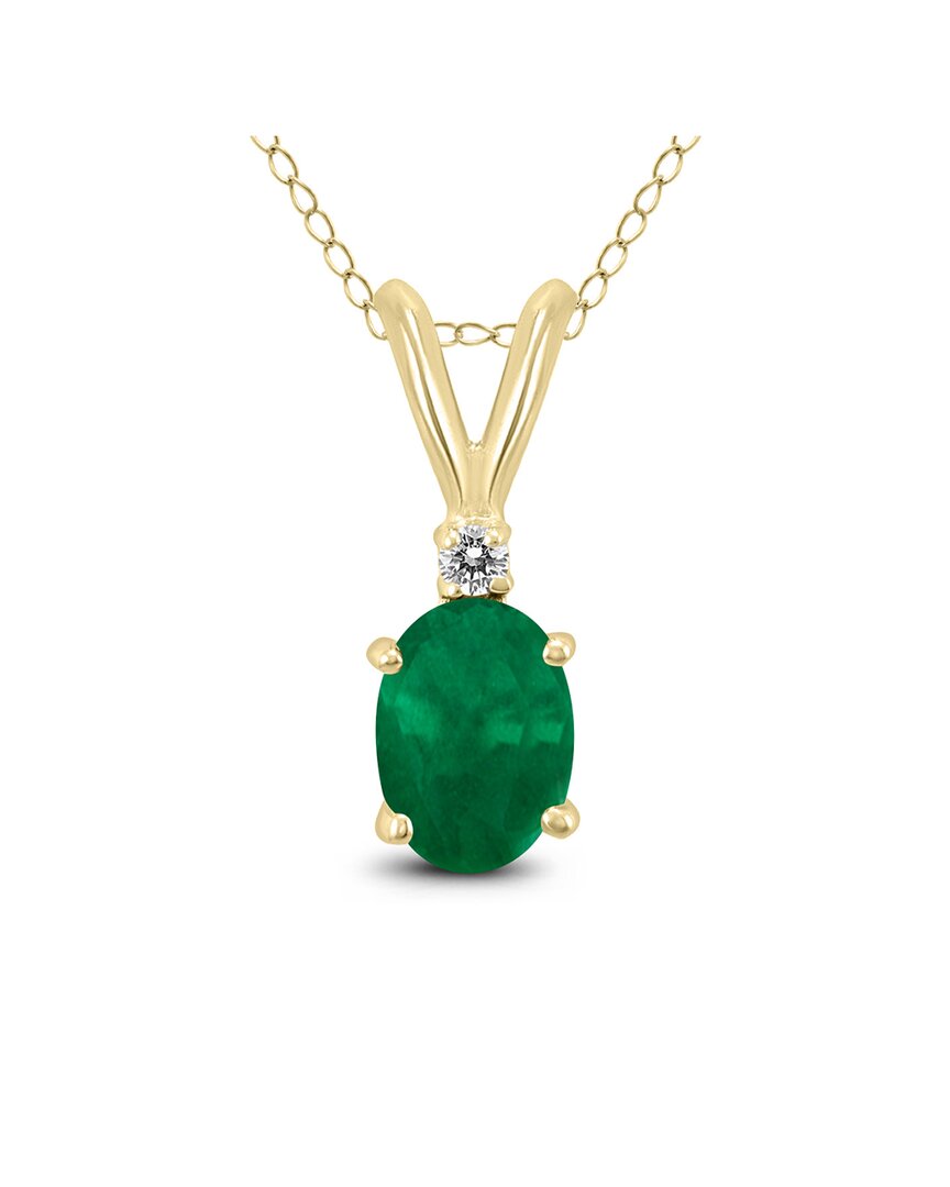 Gemstones 14k 0.47 Ct. Tw. Diamond & Emerald Necklace