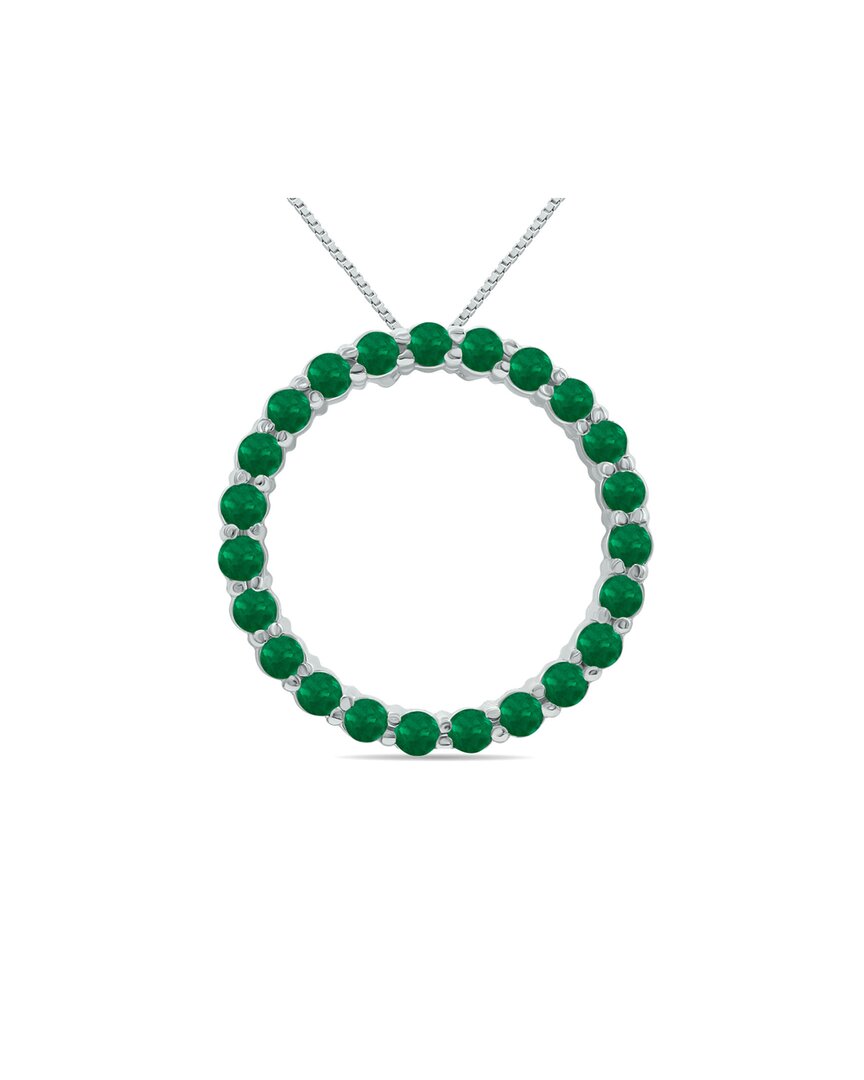 Gemstones Silver 2.95 Ct. Tw. Emerald Necklace