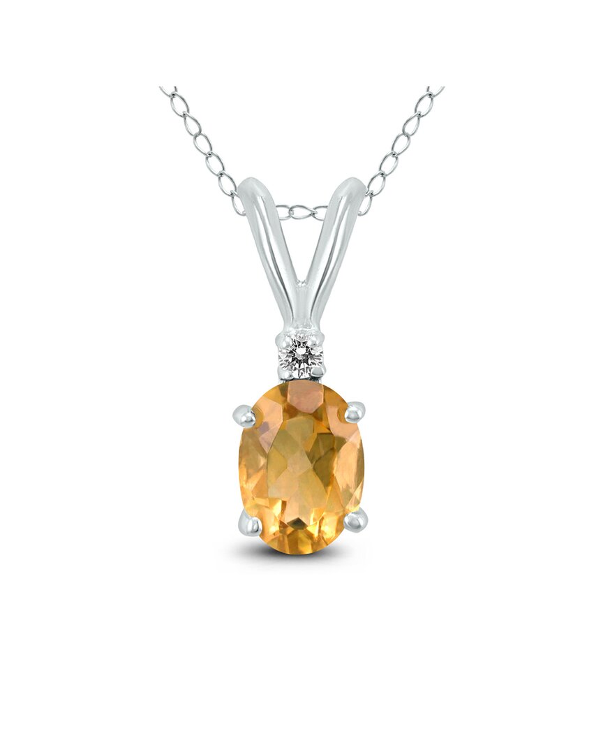 Gemstones 14k 0.52 Ct. Tw. Diamond & Citrine Necklace