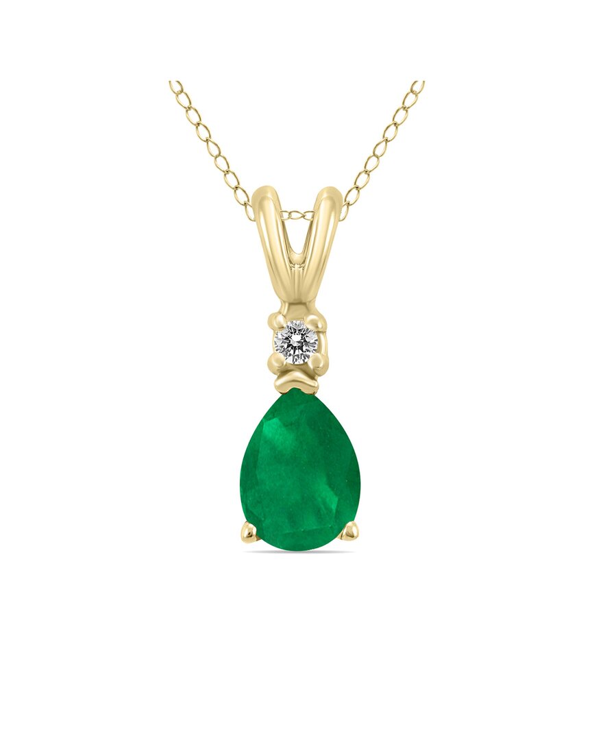 Gemstones 14k 0.24 Ct. Tw. Diamond & Emerald Necklace