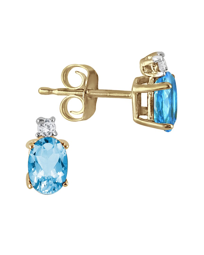 Gemstones 14k 0.05 Ct. Tw. Diamond & Blue Topaz Earrings