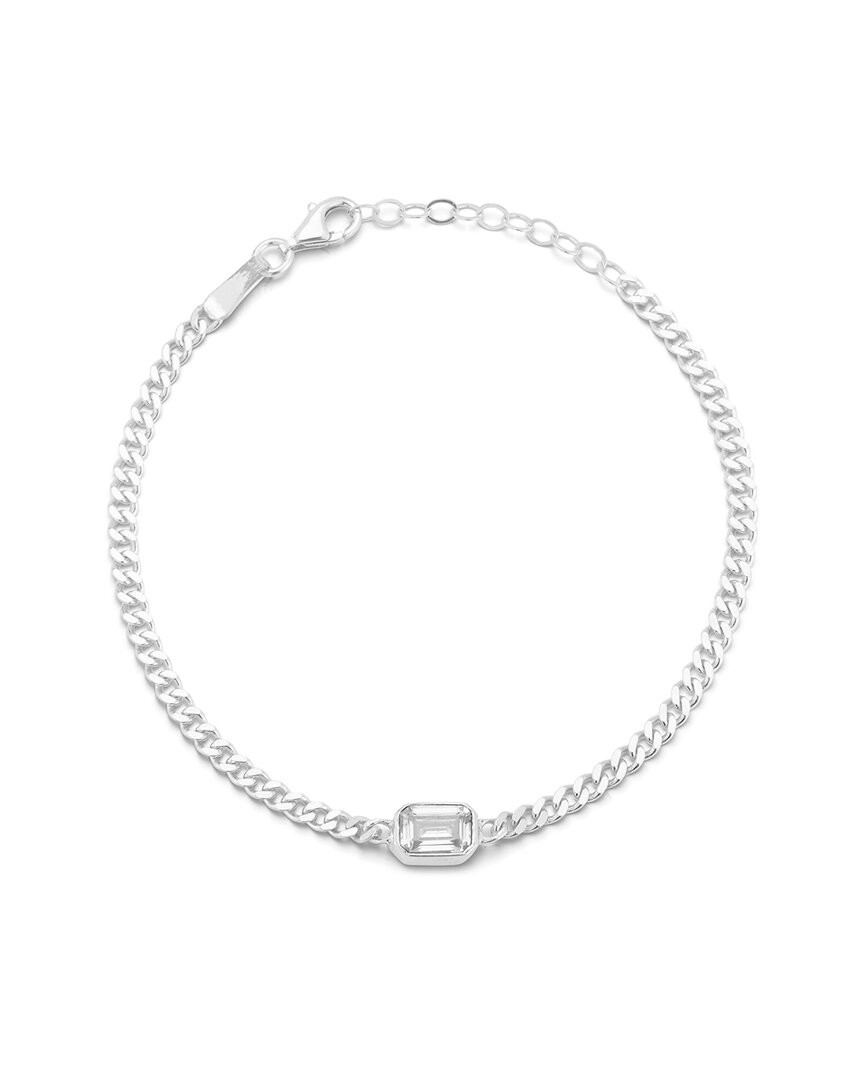 Glaze Jewelry Silver CZ Curb Chain Bracelet