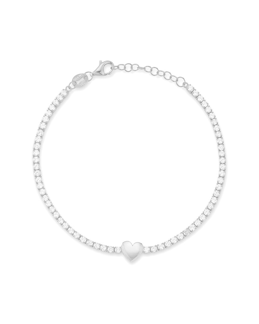 Glaze Jewelry Silver Diamond Cz Heart Tennis Bracelet