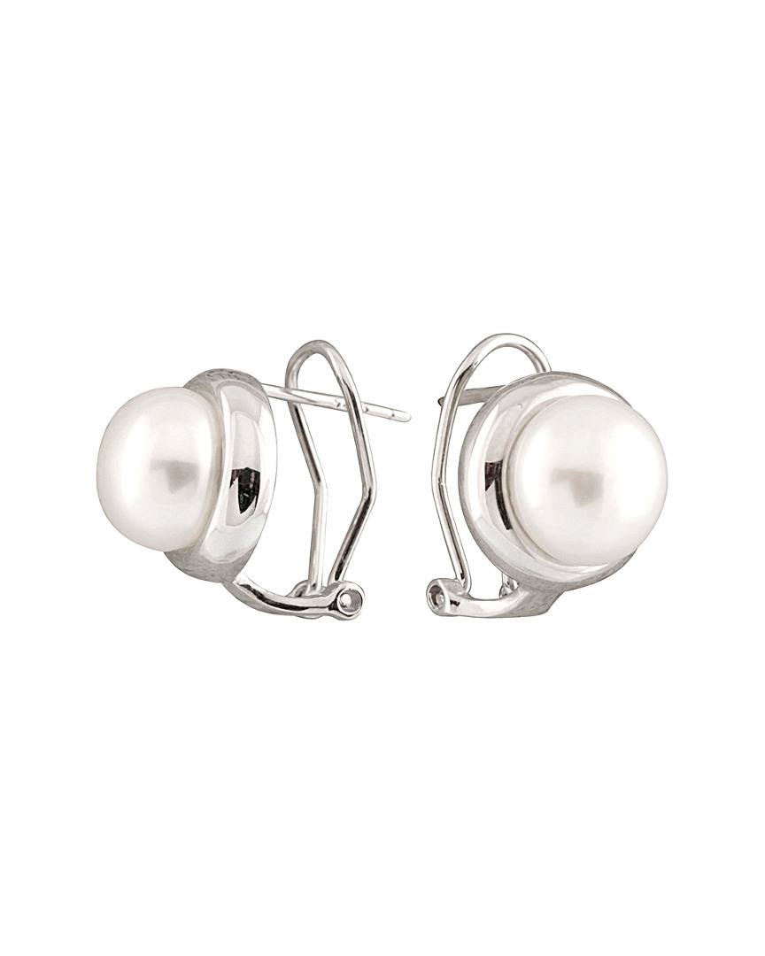 Splendid Pearls Rhodium Plated 8-8.5mm Freshwater Pearl Earrings