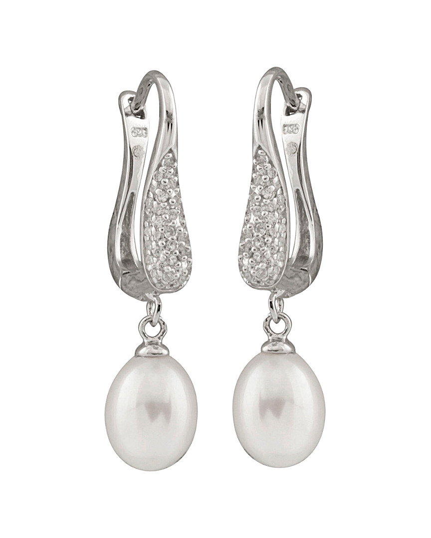 Shop Splendid Pearls Rhodium Plated 7.5-8mm Freshwater Pearl Earrings